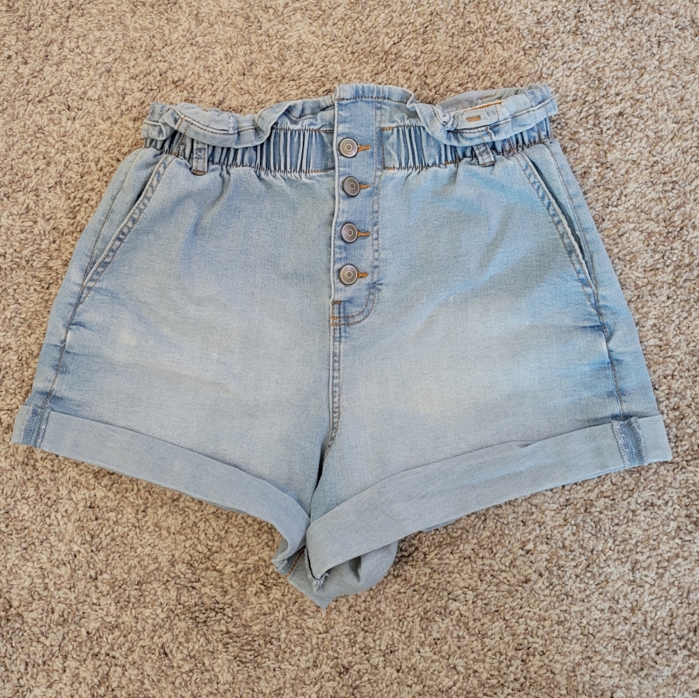 Jean paper bag shorts